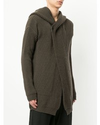 dunkelgrauer Strick Pullover mit einem Kapuze von Rick Owens