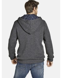 dunkelgrauer Strick Pullover mit einem Kapuze von Jan Vanderstorm