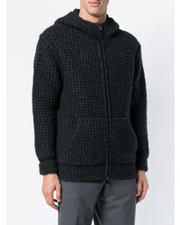 dunkelgrauer Strick Pullover mit einem Kapuze von Maison Flaneur