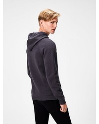 dunkelgrauer Strick Pullover mit einem Kapuze von Produkt