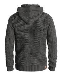 dunkelgrauer Strick Pullover mit einem Kapuze von Redefined Rebel