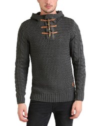 dunkelgrauer Strick Pullover mit einem Kapuze von Redefined Rebel