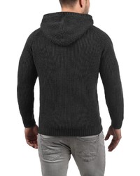 dunkelgrauer Strick Pullover mit einem Kapuze von Solid