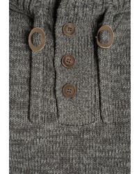 dunkelgrauer Strick Pullover mit einem Kapuze von Solid
