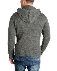 dunkelgrauer Strick Pullover mit einem Kapuze von Solid