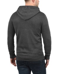 dunkelgrauer Strick Pullover mit einem Kapuze von Solid