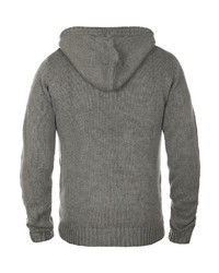 dunkelgrauer Strick Pullover mit einem Kapuze von Solid