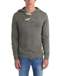 dunkelgrauer Strick Pullover mit einem Kapuze von Solid