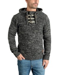 dunkelgrauer Strick Pullover mit einem Kapuze von Solid