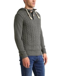 dunkelgrauer Strick Pullover mit einem Kapuze von Solid