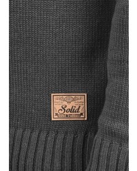 dunkelgrauer Strick Pullover mit einem Kapuze von Solid