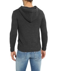 dunkelgrauer Strick Pullover mit einem Kapuze von Solid