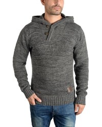 dunkelgrauer Strick Pullover mit einem Kapuze von Solid