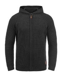 dunkelgrauer Strick Pullover mit einem Kapuze von Solid