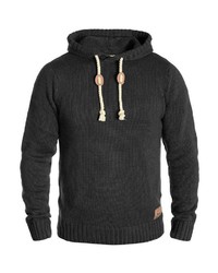 dunkelgrauer Strick Pullover mit einem Kapuze von Solid