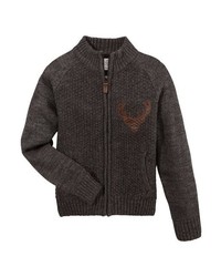 dunkelgrauer Strick Pullover mit einem Reißverschluß von MARJO