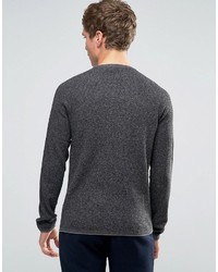 dunkelgrauer Strick Pullover mit einem Rundhalsausschnitt von Selected