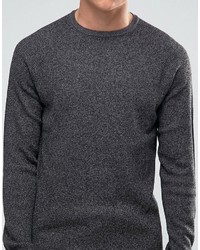 dunkelgrauer Strick Pullover mit einem Rundhalsausschnitt von Selected