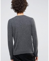 dunkelgrauer Strick Pullover mit einem Rundhalsausschnitt von Selected