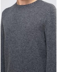 dunkelgrauer Strick Pullover mit einem Rundhalsausschnitt von Selected