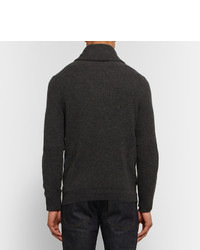 dunkelgrauer Strick Pullover mit einem Schalkragen von Brioni