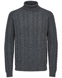 dunkelgrauer Strick Rollkragenpullover von Selected Homme