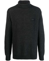dunkelgrauer Strick Wollrollkragenpullover von Calvin Klein Jeans