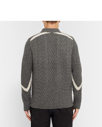 dunkelgrauer Strickpullover mit Fischgrätenmuster von Sacai