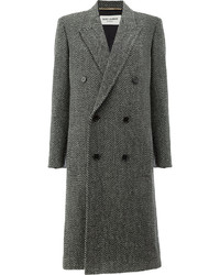 dunkelgrauer Tweed Mantel von Saint Laurent