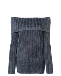 dunkelgrauer vertikal gestreifter Pullover mit einem Rundhalsausschnitt von Sies Marjan
