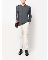 dunkelgrauer Wollpolo pullover von John Smedley