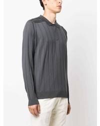 dunkelgrauer Wollpolo pullover von John Smedley