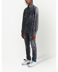 dunkelgraues bedrucktes Jeanshemd von Off-White