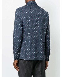 dunkelgraues bedrucktes Langarmhemd von Lanvin