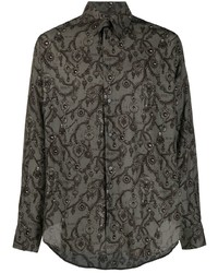 dunkelgraues bedrucktes Langarmhemd von Givenchy
