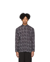 dunkelgraues bedrucktes Langarmhemd von Issey Miyake Men