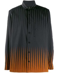 dunkelgraues bedrucktes Langarmhemd von Issey Miyake Men