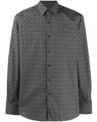 dunkelgraues bedrucktes Langarmhemd von Karl Lagerfeld