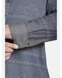 dunkelgraues bedrucktes Langarmhemd von SHIRTMASTER
