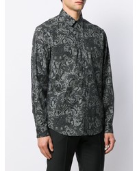 dunkelgraues bedrucktes Langarmhemd von Just Cavalli