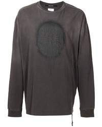 dunkelgraues bedrucktes Langarmshirt von Ksubi