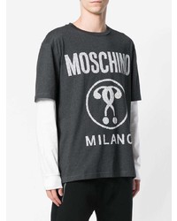 dunkelgraues bedrucktes Langarmshirt von Moschino