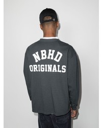 dunkelgraues bedrucktes Langarmshirt von Neighborhood