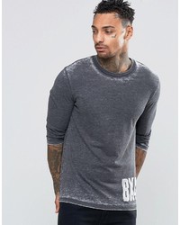 dunkelgraues bedrucktes Langarmshirt von Asos