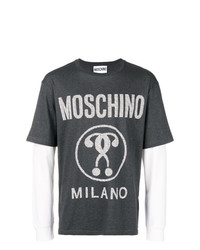dunkelgraues bedrucktes Langarmshirt von Moschino
