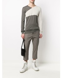 dunkelgraues bedrucktes Langarmshirt von Rick Owens