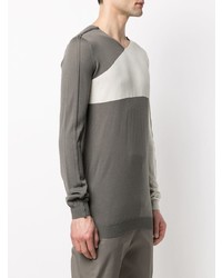 dunkelgraues bedrucktes Langarmshirt von Rick Owens