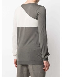 dunkelgraues bedrucktes Langarmshirt von Rick Owens