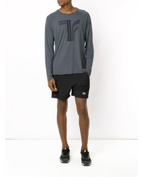 dunkelgraues bedrucktes Langarmshirt von Track & Field