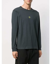 dunkelgraues bedrucktes Langarmshirt von Stone Island